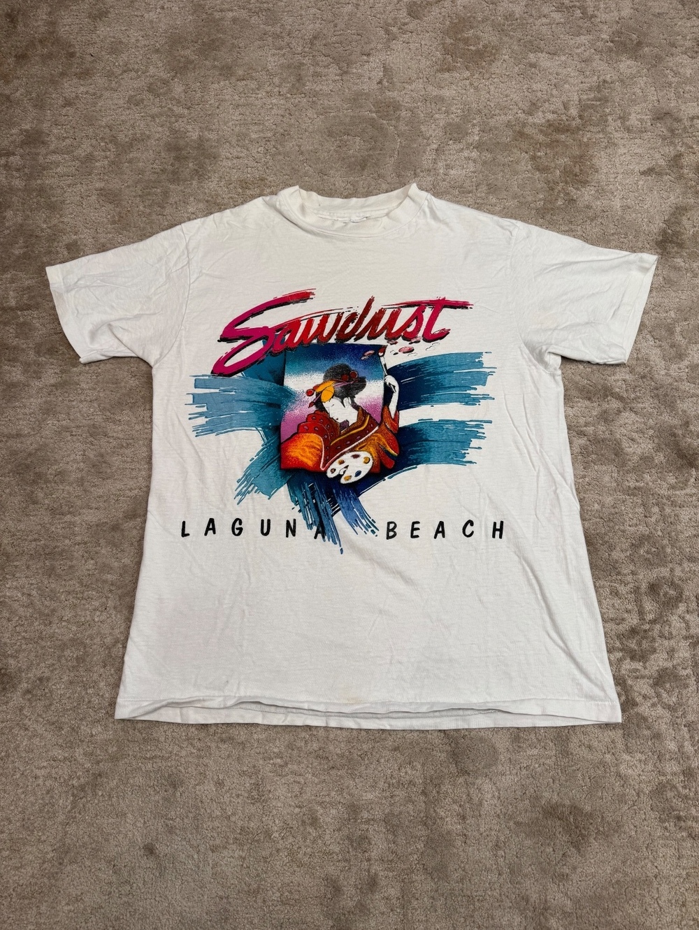 Vintage 90s Sawdust Laguna Beach Art Festival T Shirt Hanes USA Single Stitch L
